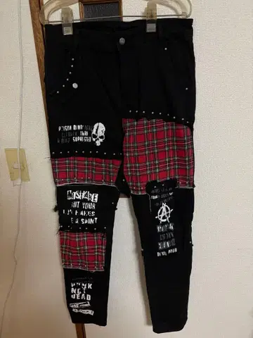 펑크 스타일 블랙 데님 슬림 핏