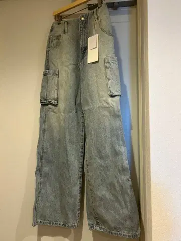 ANDMARY 라이트 블루 하이웨스트 카고 팬츠 XS