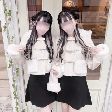 미셸 마카롱 3연 리본 숏코트 화이트