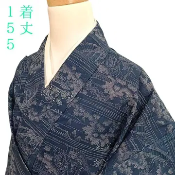 W86 기모노 단의 기장 155cm 화학 섬유 네이비