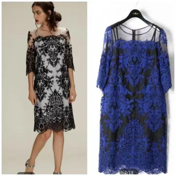 [컨디션 최상 레어] 결혼식 파티 초호화 자수 튤 7부 소매 원피스