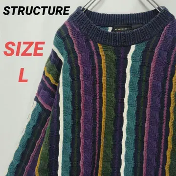 STRUCTURE 3D 입체 니트 스웨터 남성용 멀티 컬러 빈티지