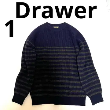 [ 새상품급 ] 드로어 긴팔 보더 니트 울 캐시미어 사이즈 1