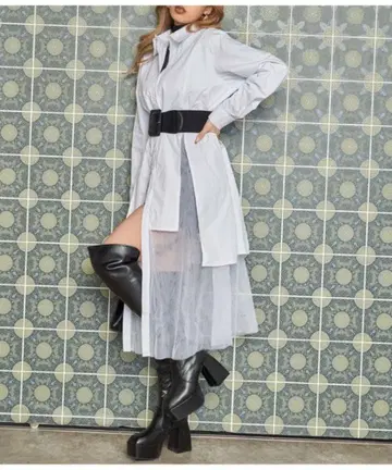 Latina 원피스 셔츠 화이트 레이어드 튤