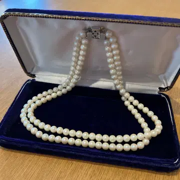 진주 투체인 목걸이 케이스 포함