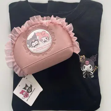 [ 미사용 새상품 ] 아베일 쿠로미 맨투맨 자수 백 프린트 파우치 세트