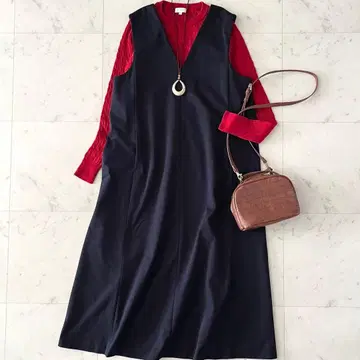 정가 33만 원*매킨토시 철학 오버롤 스커트 36 네이비