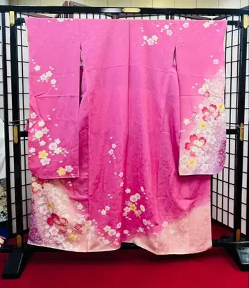 벚꽃 꽃무늬 핑크 후리소데 S 사이즈