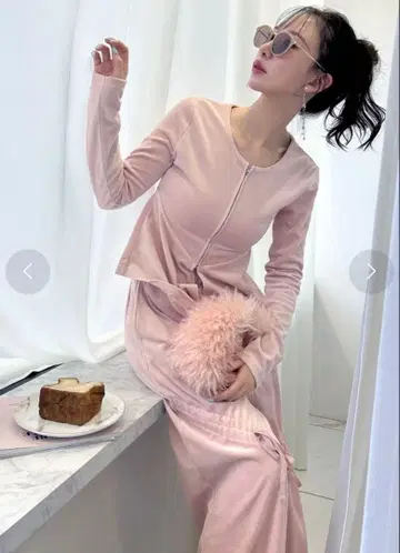 ROYAL PARTY 페플럼 ZIP 상의 / 드로스트 리본 팬츠 셋업