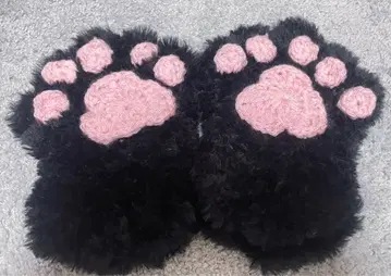 고양이 손 암워머 핸드워머 발바닥 핸드메이드 손뜨개질 블랙