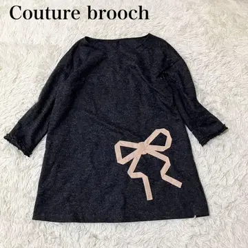 Couture brooch 니트탑 리본 울 혼방 체형 커버