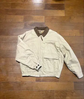 베이지 스웨이드풍 카라 부착 패딩 자켓 구제 의류 90s 80s