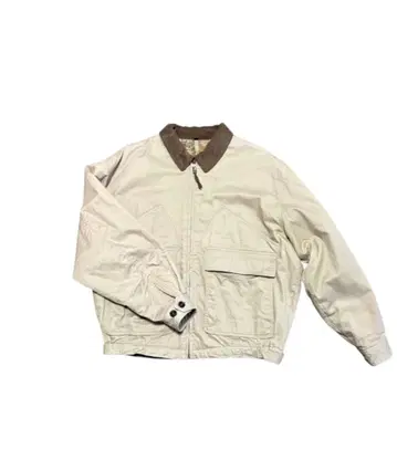 베이지 스웨이드풍 카라 부착 패딩 자켓 구제 의류 90s 80s