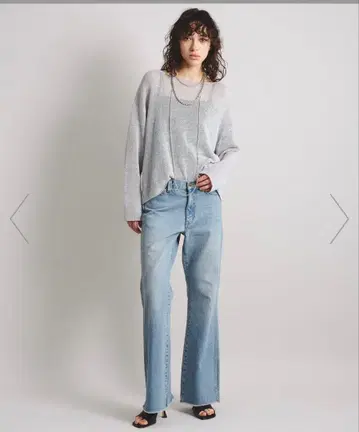 택 포함 미사용 새상품 BRILL 슬릿 슬림 플레어 데님 36