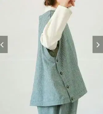 dgy 사이드 버튼 와이드 베스트 헤링본 트위드 루즈핏