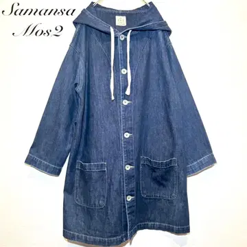 새상품급 사만사 모스모스 데님 코트 후드 자켓 F