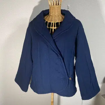 네이비 랩 스타일 면 패딩 자켓