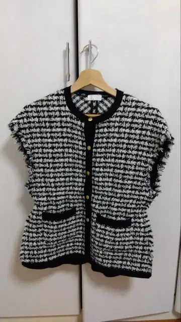 Ballsey 니트 콤비 트위드 프렌치 슬리브 베스트 36 (9호)