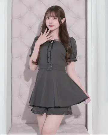 pium 피움 파이핑 케이프 셋업 그레이 블랙체크