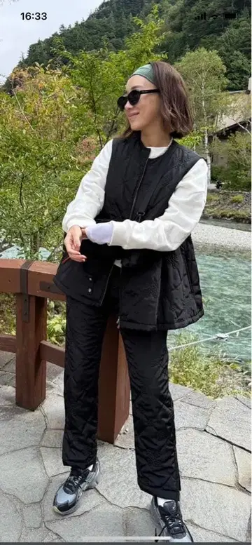 새상품 로지몬스터 퀼팅 팬츠 블랙 M