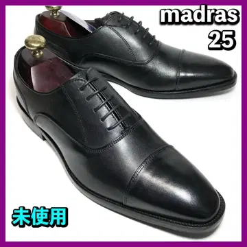 마드라스 25cm 남성용 스트레이트 팁 블랙 가죽 신발 비즈니스 미사용