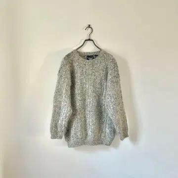 빈티지 오버 사이즈 샤기 니트 골드 라메 육중 그레이 성숙 큐트 L