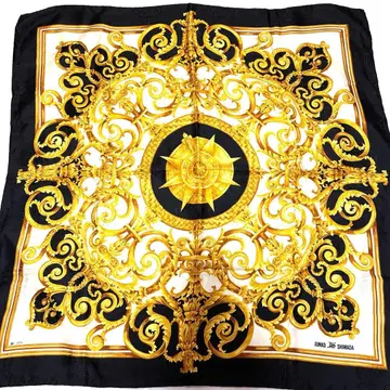 JUNKO SHIMADA 실크 스카프 골드 패턴 새상품급