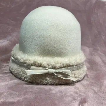 카라무라 모자 가게 겨울 모자 울 펠트 햇 화이트 리본 포함 M