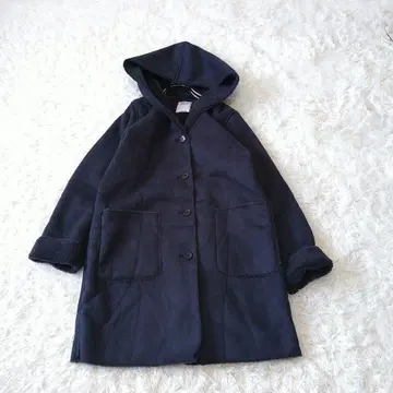 Free's Mart 후드 부착 에코 무스탕 보아 코트 M 네이비