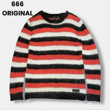666 ORIGINAL 모헤어 보더 니트 스웨터 펑크 락