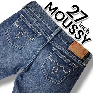 [슬림 레그] MOUSSY 데님 27inch Y2K 화이트 스티치 청바지