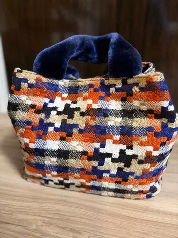 기하학 패턴 토트백 벨벳 핸들