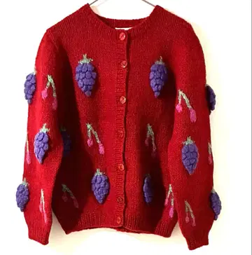 [ 구제 의류 ] novara  후르츠 모티브 3D 니트 가디건