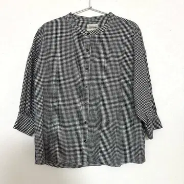 써니클라우드 kazumi 스탠드 카라 깅엄 블라우스