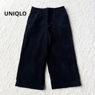 유니클로 코듀로이 와이드 크롭 팬츠 W64 네이비 미사용급