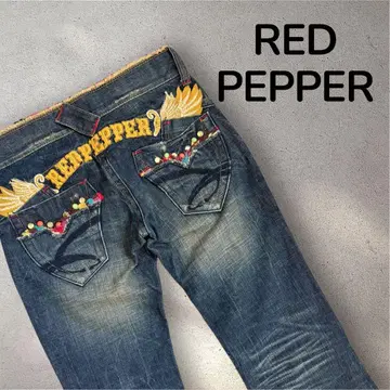 RED PEPPER DENIM 자수 플레어 팬츠 y2k 25