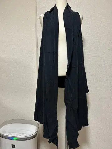 PureDKNY 사이즈 S 블랙 비대칭 밑단 롱 가디건 6880