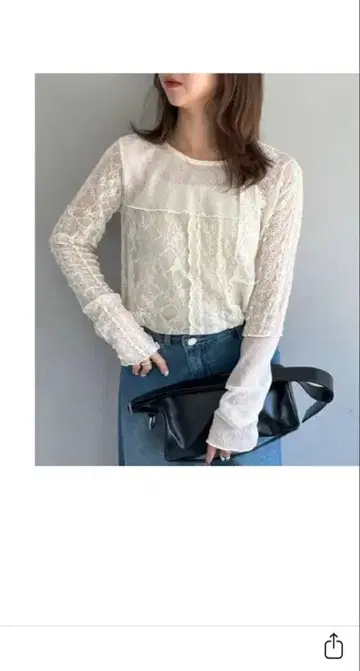 DISCOAT 모듬 레이스 절개 풀오버 아이보리