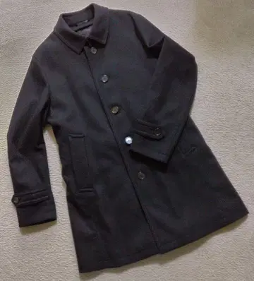 Mr.Junko 스탠 칼라 블랙 코트 남성용