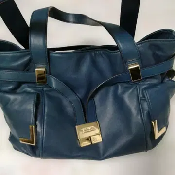 마이클 코스 네이비 가죽 토트 백 천연 가죽 고운 결의 카프