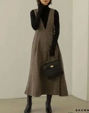 리디 트위드 오버롤 스커트 브라운 SC