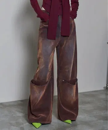 커버 레그 플로키 데님 팬츠 34