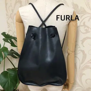 레어 [ 양호 ] 훌라 올 천연 가죽 백팩 다크 네이비 빈티지