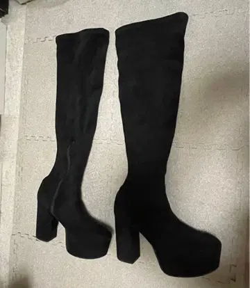 블랙 스웨이드 니하이 부츠 M 사이즈