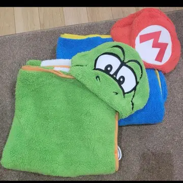 유니버셜 후드 부착 담요 판초 마리오 요시