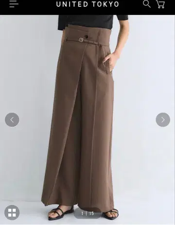 HAKAMA 랩 와이드 팬츠 UNITEDTOKYO 브라운