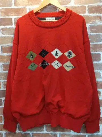 munsingwear GRANDSLAM 레드 스웨터 다이아몬드 자수