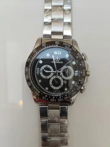 FOURRON 미사용 데이트 크로노그래프 블랙 시계 정크