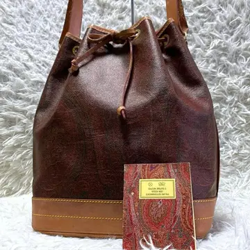 ETRO 빈티지 페이즐리 무늬 PVC 가죽 복조리형 숄더백