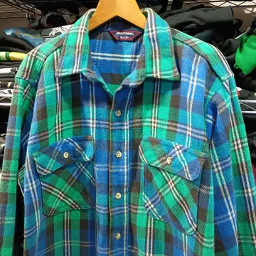 빈티지 USA 구제 의류 마이티 맥 헤비 플란넬 체크 셔츠